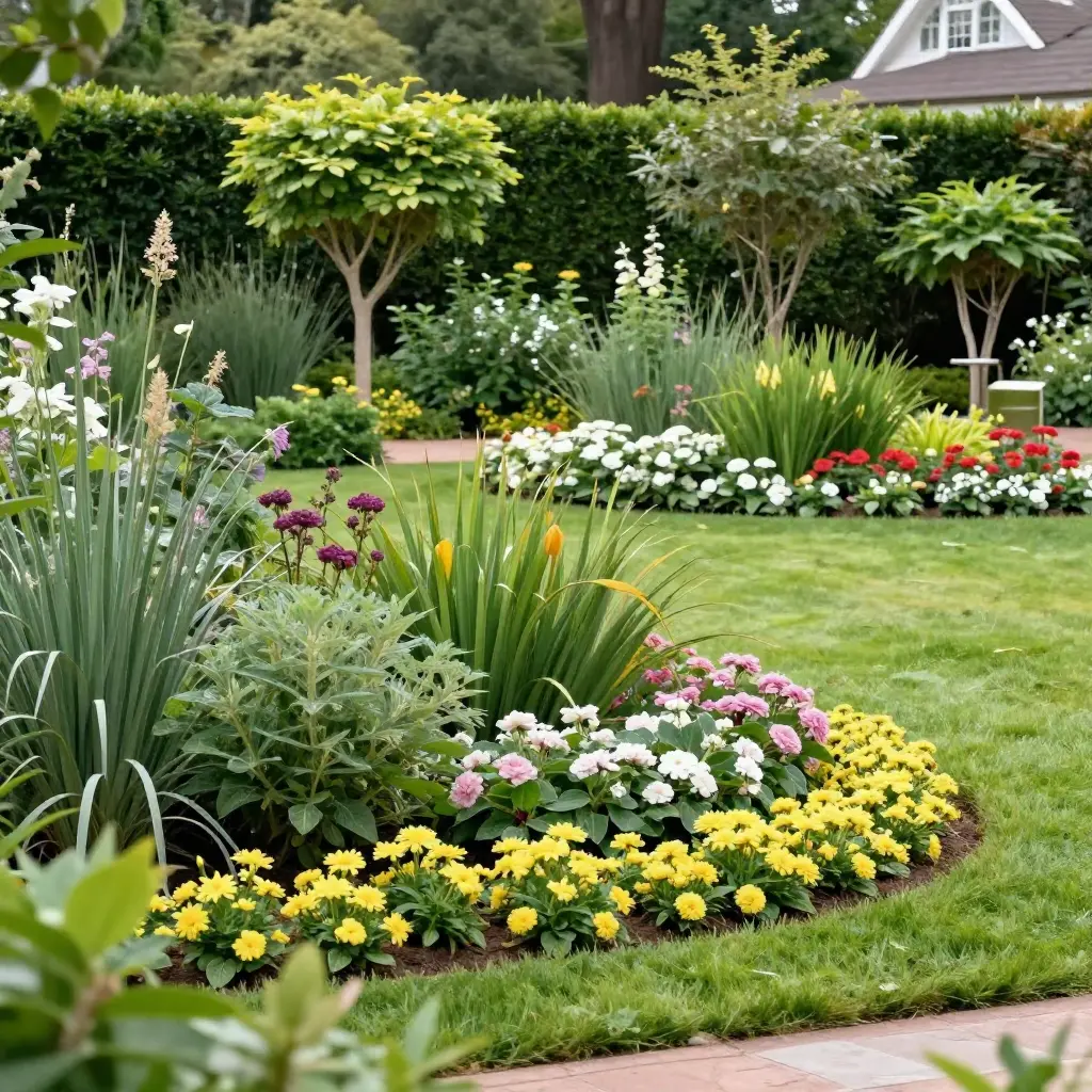 Beautiful landscaped garden with flowers and greenery