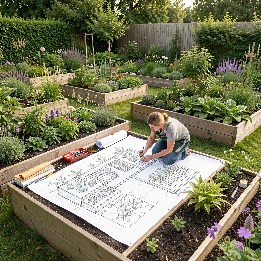 Garden designer working on landscape project